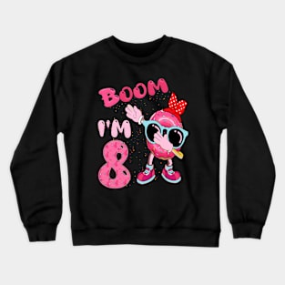 Kids 8 Years Old Girl Dabbing Donut Birthday 8th Birthday Crewneck Sweatshirt